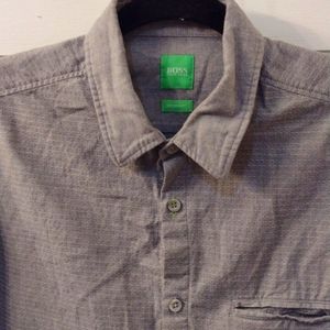 Hugo boss stitched detail grey button up shirt size medium soft cotton
